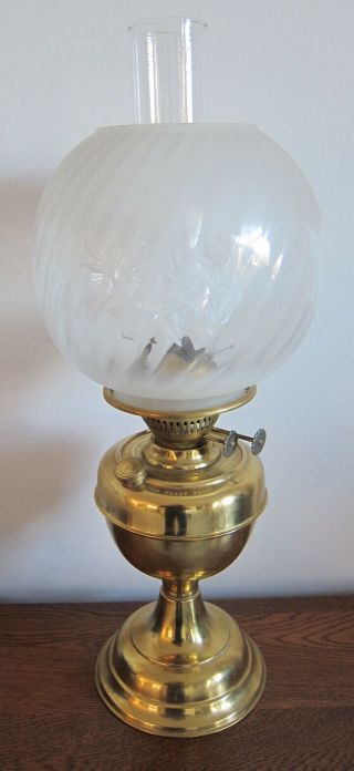 Vintage Veritas Oil Lamp With Chimney & Shade - Order