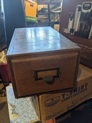 Antique Quartersawn Tiger Oak 1 Drawer Card File Cabinet Box Library Organizer