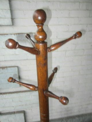 Vintage/Antique Oak Coat Stand/Tree/Rack Mission style 6 arms complete VGC 3