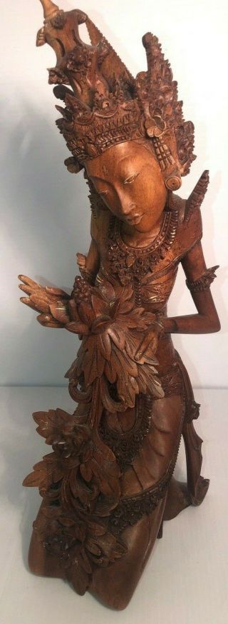 Antique Vintage Siwa Bali Indonesian Carved Wood Lady 15” Tall