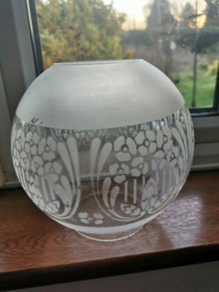 Vintage Clear/frosted Glass Oil Lamp Shade,  4 " Duplex Fitting