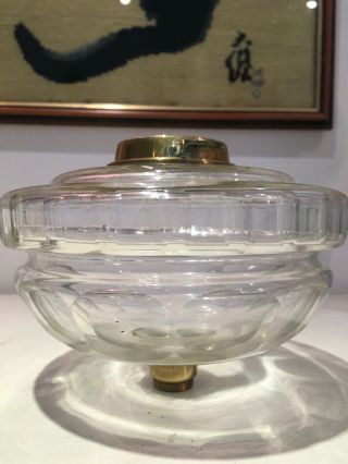 Antique Clear Cut Glass One Tier Oil Lamp Font With Bayonet Collar