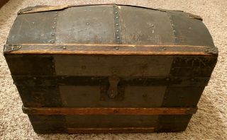 Antique 1800s Child Doll Steamer Trunk Chest Great Fixer Upper