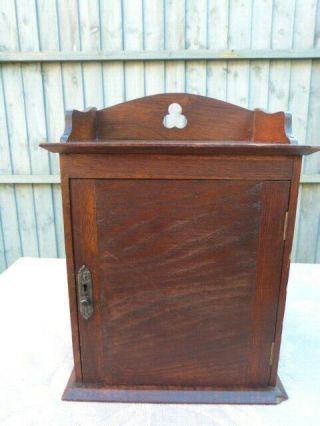 Antique Vintage Oak Table Top Smokers Cabinet.