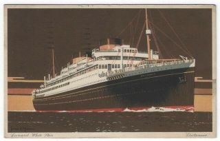 Vintage Cunard White Star Line Postcard,  " Britannic ",  1938