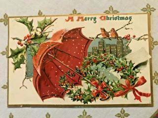 Vintage Christmas Postcard - Raphael Tuck,  " Holly Post Cards ",  Series No.  100