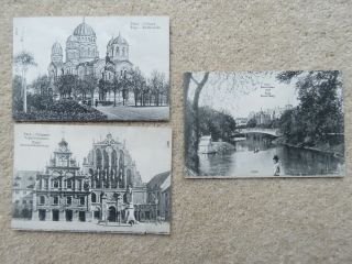 3 Vintage C1920s? Riga Latvia Real Photo Postcards