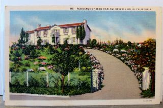 California Ca Beverly Hills Jean Harlow Residence Postcard Old Vintage Card View