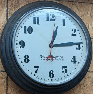 Vintage 20 " Electric Postal Telegraph Wall Clock.  Made By Hammond.