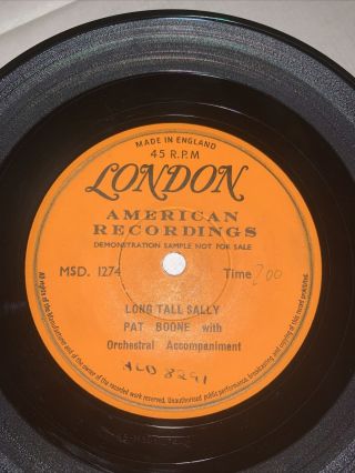Pat Boone Long Tall Sally Uk 45 London One Sided Demo Vinyl Promo