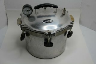 Vintage All American Model 910 Pressure Cooker Canner 10.  5 Qt With Rack