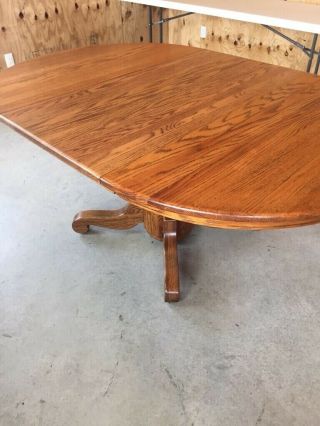 Vintage Round Oak Dining Table With Leaf 3