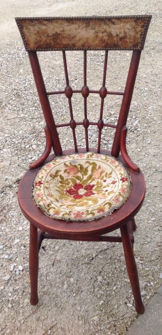 Early Antique Victorian Parlor Ball & Stick Chair Dainty Ladies Piano Desk Vtg