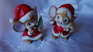 Homco Christmas Mice Set 2 Figurines Vintage Home Interiors 5405