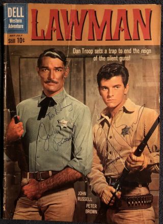 Lawman Dell Comic Book Signed By John Russell & Peter Brown
