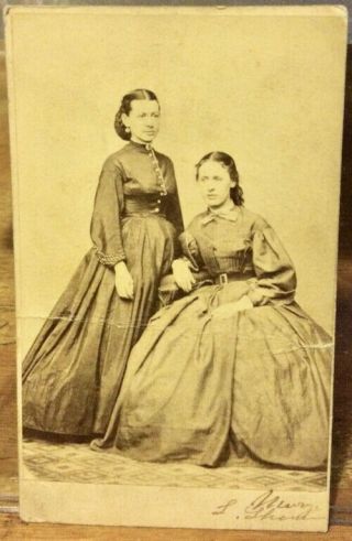 Cdv Portrait Two Women Carte De Visite Ca 1860s Blh Dabbs Photo Allegheny Pa