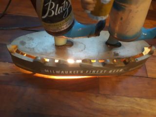 (VTG) 1960 ' s Blatz Beer Bottle Man Back bar Light,  sign rare 3