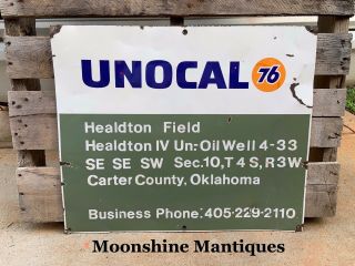 Vintage Unocal Union 76 Oil Well Lease Porcelain Sign - Gas & Oil