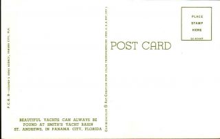 Vintage Postcard Smith ' s Yacht Basin St.  Andrews Panama City FL 2
