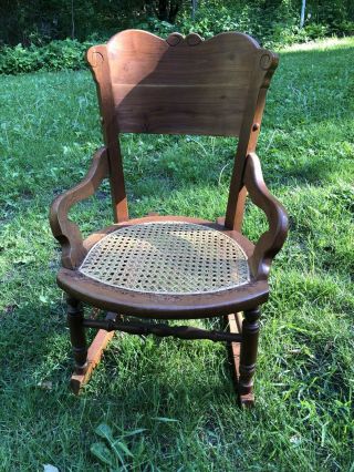 Vintage Handmade Child / Toddler,  Dolls Rocking Chair - Woven Hickory Seat