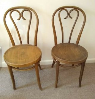 Set Of 2 Bentwood Sweetheart European Bistro Chairs Thonet Style Walnut Stain