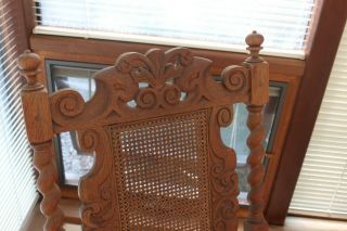 Antique Early 1900s Hand Carved Oak Rocking Chair 2