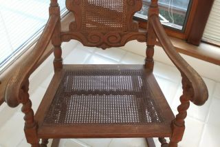 Antique Early 1900s Hand Carved Oak Rocking Chair 3