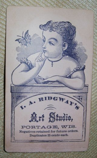Cdv Photo Of Cute Little Baby Backstamp Of Lovely Lady Portage Wisconsin