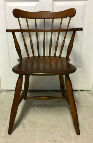 Vintage Ethan Allen Kling Colonial Solid Maple Chair Comb Back Windsor -