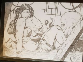 Lara Croft - Daniele Torres 11 " X17 " Comic Pinup Art Ed Benes Studio Tomb Raider