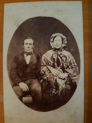 Victorian Cdv Photo Man,  Woman Lady In Shawl By A Davidson Of Carluke Lanark