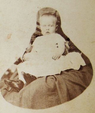 Civil War Era Cdv Photo Baby Isetta Miller On Lap Of Hidden Mother Nebraska City