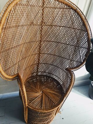 Vintage Fanback Peacock Wicker/rattan Chair 70 