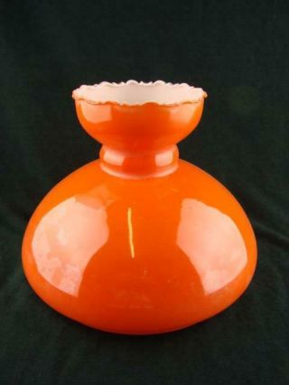 Vintage Orange & Milk Glass Vesta Oil Lamp Shade 19.  6cm Fitter,  Decorative Top