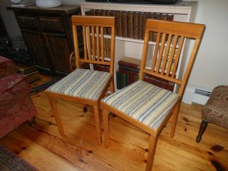 Vintage Leg O Matic Folding Chair Pair,  Fabric Covered Seats