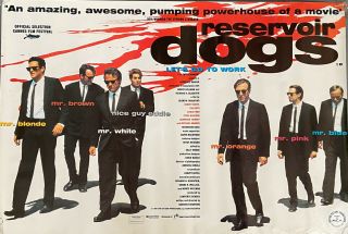 Vtg Reservoir Dogs 1992 Movie Poster Soundtrack Cannes 26.  5 X 39 Mca