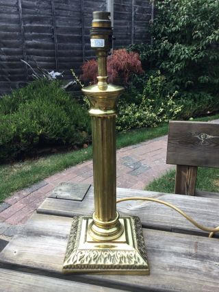 Old Vintage Brass Corinthian Column Table Lamp 13” Tall