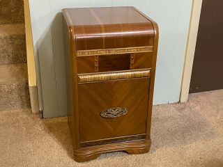 Vintage Art Deco Waterfall Nightstand Bedside Cabinet Or Side Table