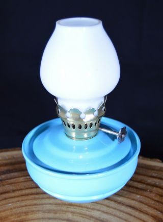 Vintage Weighted Base Pixie Kelly Nursery Oil Lamp & Milk White Glass Shade.  (1)