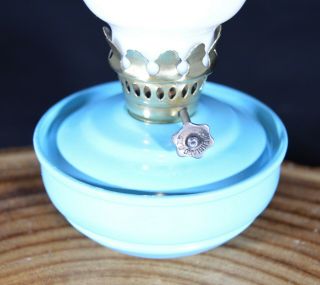 Vintage Weighted Base Pixie Kelly Nursery Oil Lamp & Milk White Glass Shade.  (1) 2