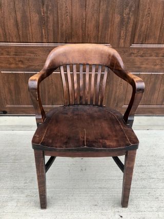 Vintage/antique Solid Wood Banker/office Chair Armchair Mission/arts & Crafts