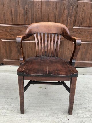 Vintage/Antique Solid Wood Banker/Office Chair Armchair Mission/Arts & Crafts 2