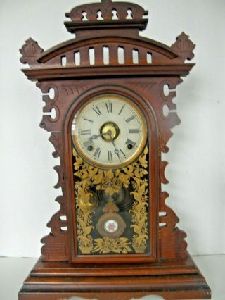 Antique Vintage Eclipse Wooden Shelf - Mantel Clock By E.  N.  Manufacturing Co.  Conn