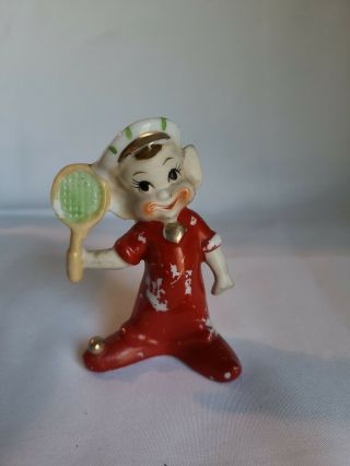 Vintage 3.  5 " Elf/pixie Holding Racket Salt/pepper Shaker Made In Japan