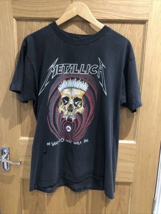 Vintage 1990 Metallica Europe Tour T Shirt In Black Size Xl