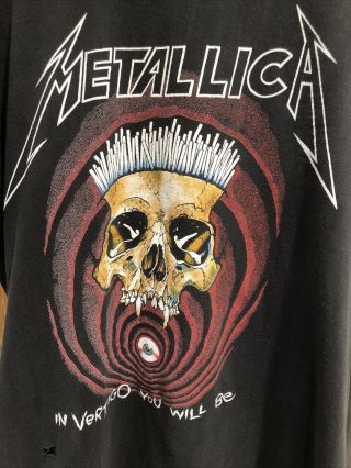 Vintage 1990 Metallica Europe Tour T Shirt In Black Size XL 2