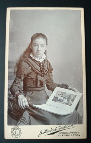 Lovely Cdv Photo Of A Young Lady With Her Picture Book By Jh Jackson Cleckheaton