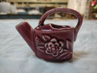 Vintage Burgundy Red Shawnee Pottery Miniature Watering Can No Damage