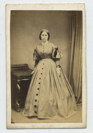 Antique Cdv Photograph Of Young Woman Emily Clay 1862 By Downey Newcastle D3