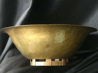 Vintage Studio Hammered Brass With Copper Mounts Bowl